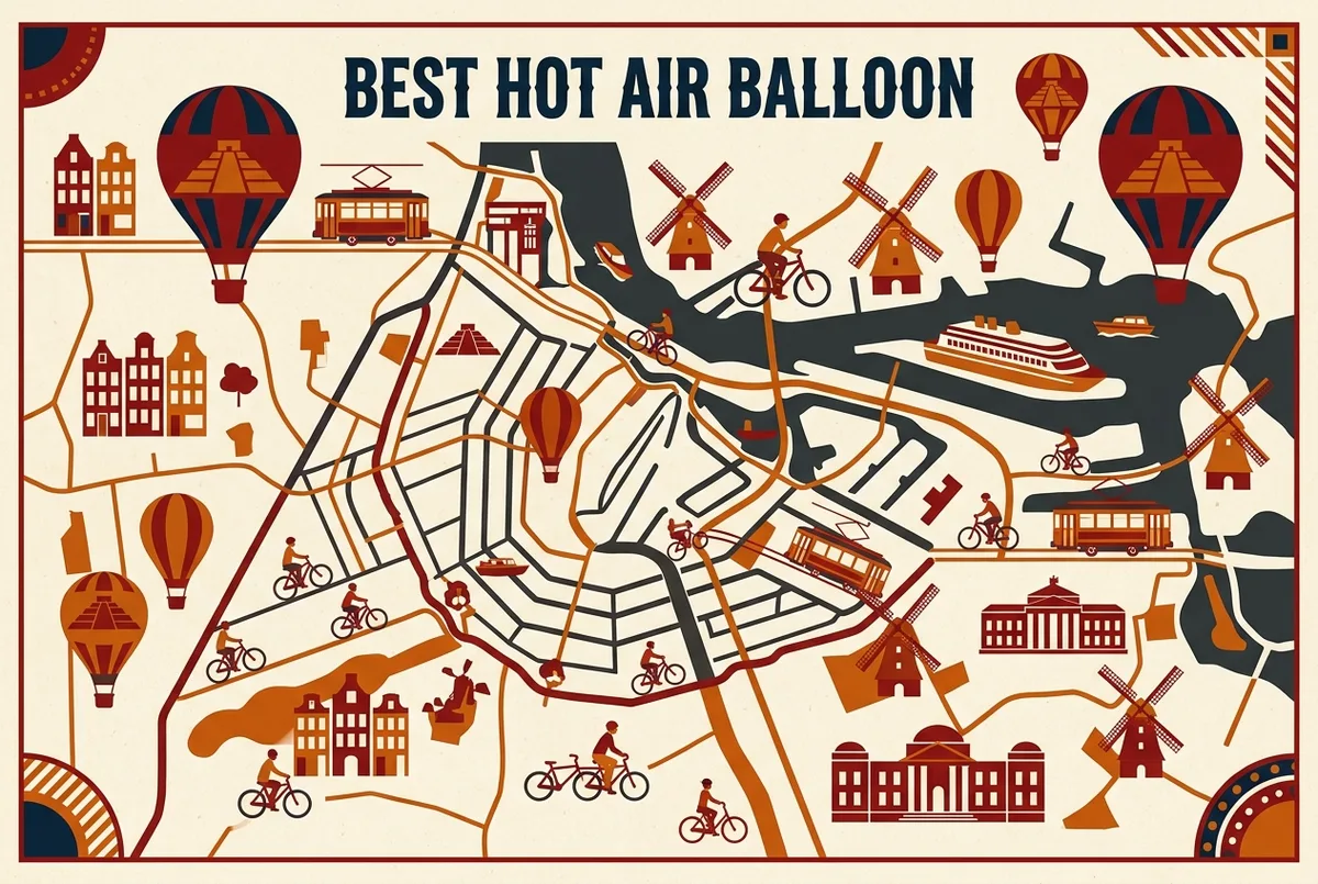 illustrated map of amsterdam highlights for Best Hot Air Balloon Tours Over Teotihuacan, Compared, best hot air balloon teotihuacan