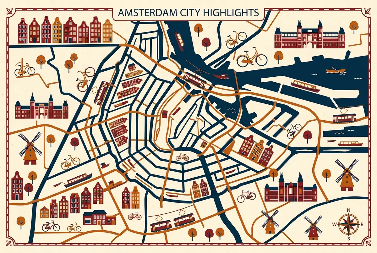 illustrated map of amsterdam highlights for How Much Does a Hot Air Balloon Ride Over Teotihuacan Cost?, teotihuacan hot air balloon price