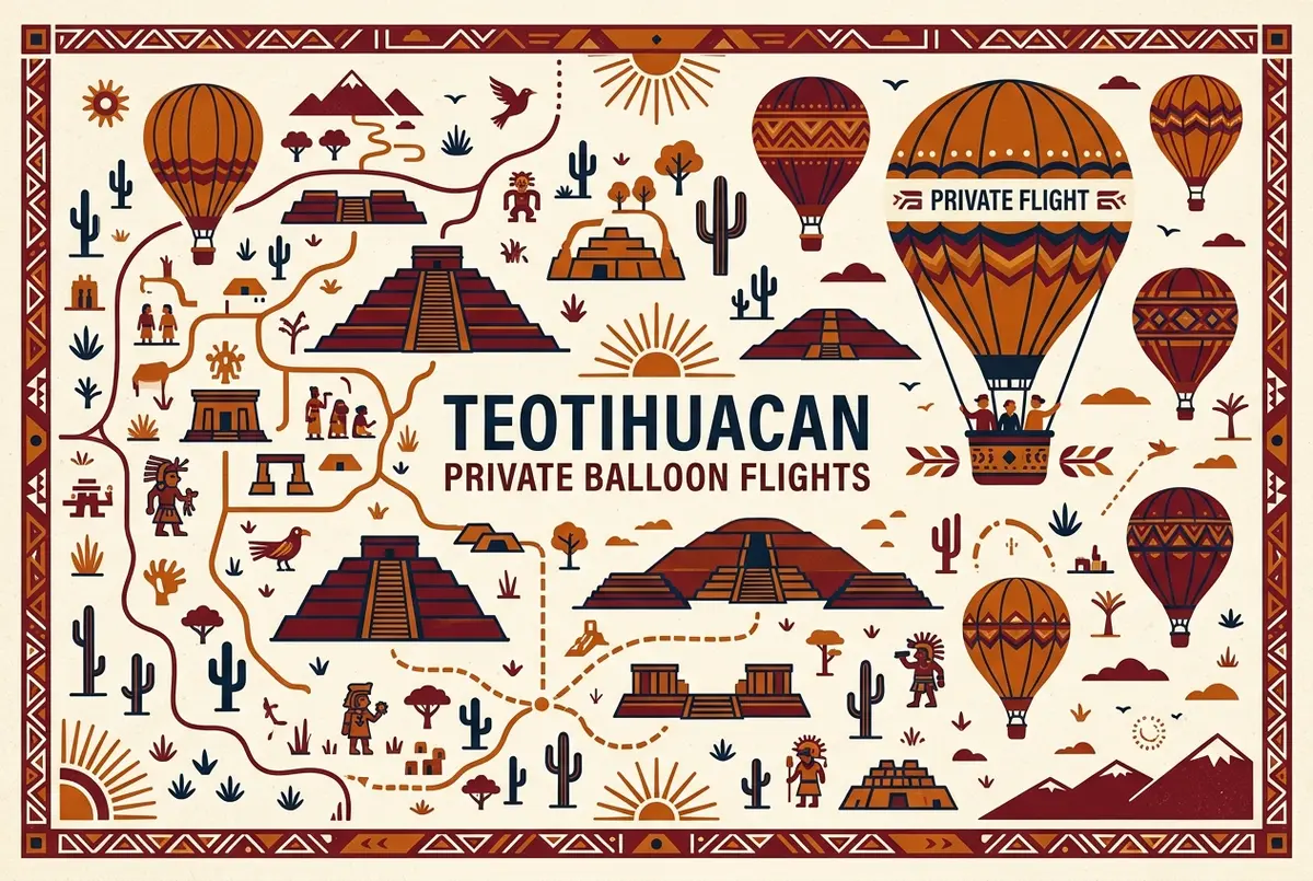 illustrated map of amsterdam highlights for Private Hot Air Balloon Flights Over Teotihuacan, private hot air balloon teotihuacan