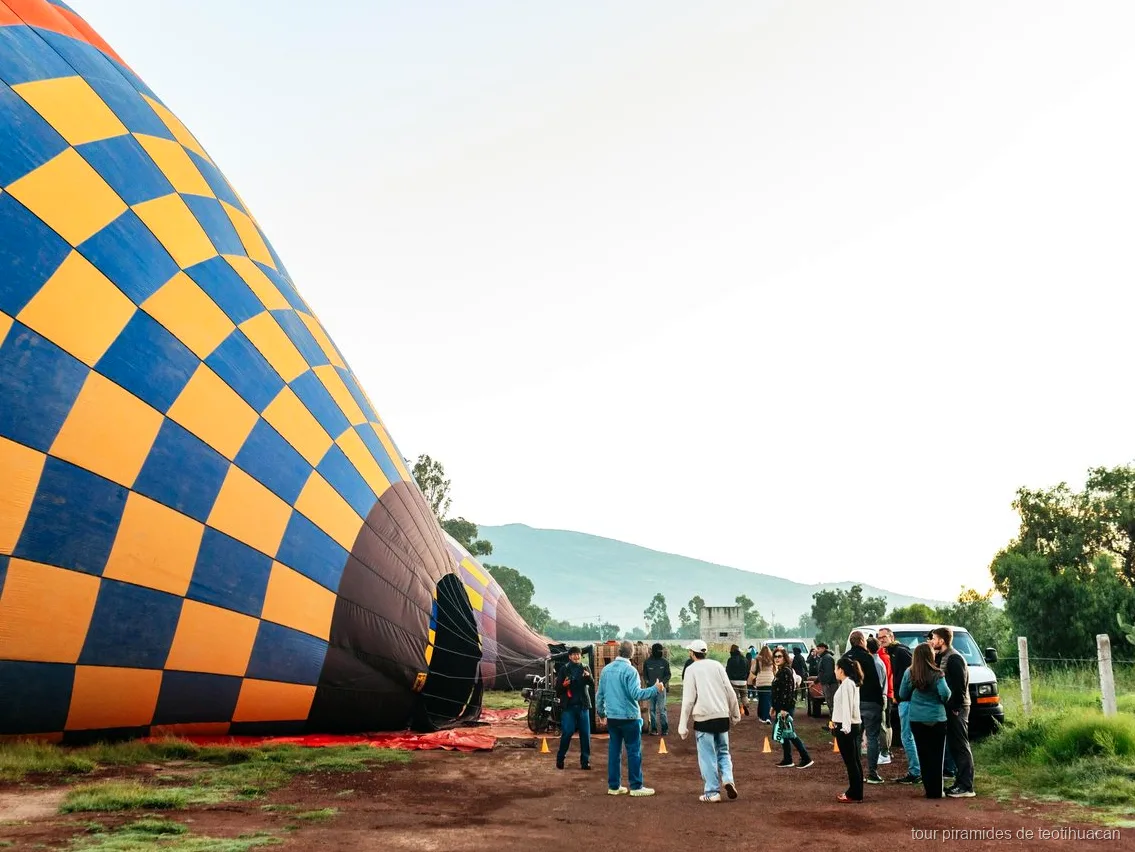 Balloon inflating before the Teotihuacan sunrise flight